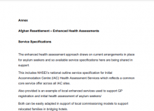 Annex: Afghan Resettlement – Enhanced Health Assessments Service Specifications
